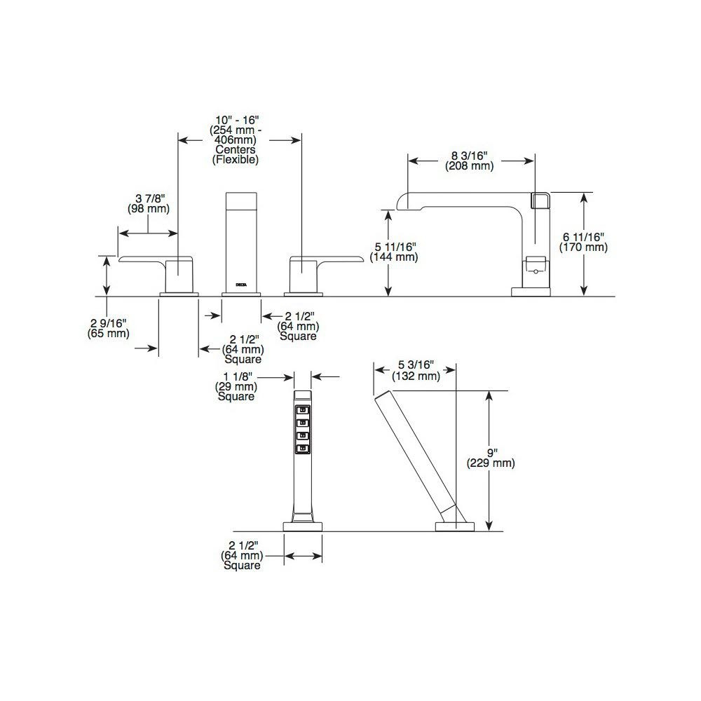 Delta T2767 Ara 3 Hole Roman Tub Trim Stainless 2