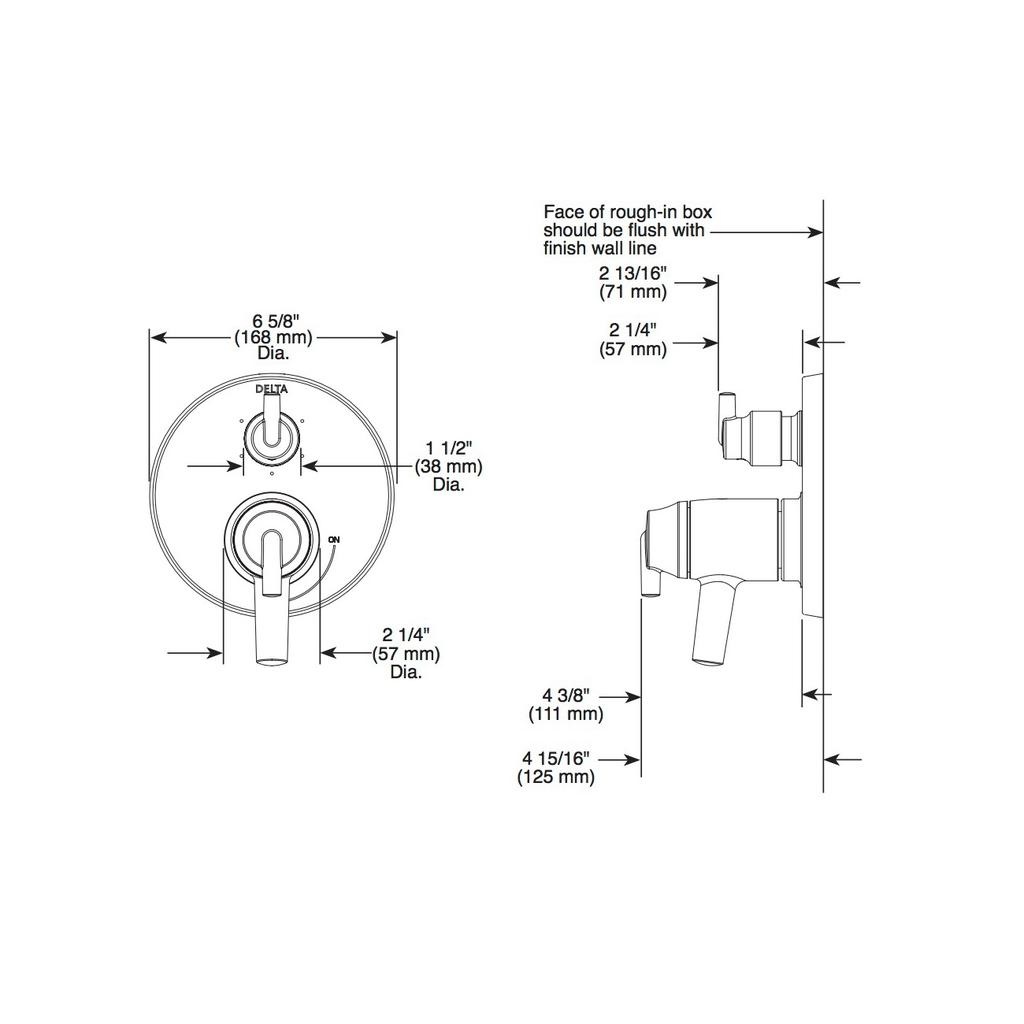 Delta T27T859 MonitorR Tempassure R 17T Series Valve With 3 Setting Diverter Chrome 2