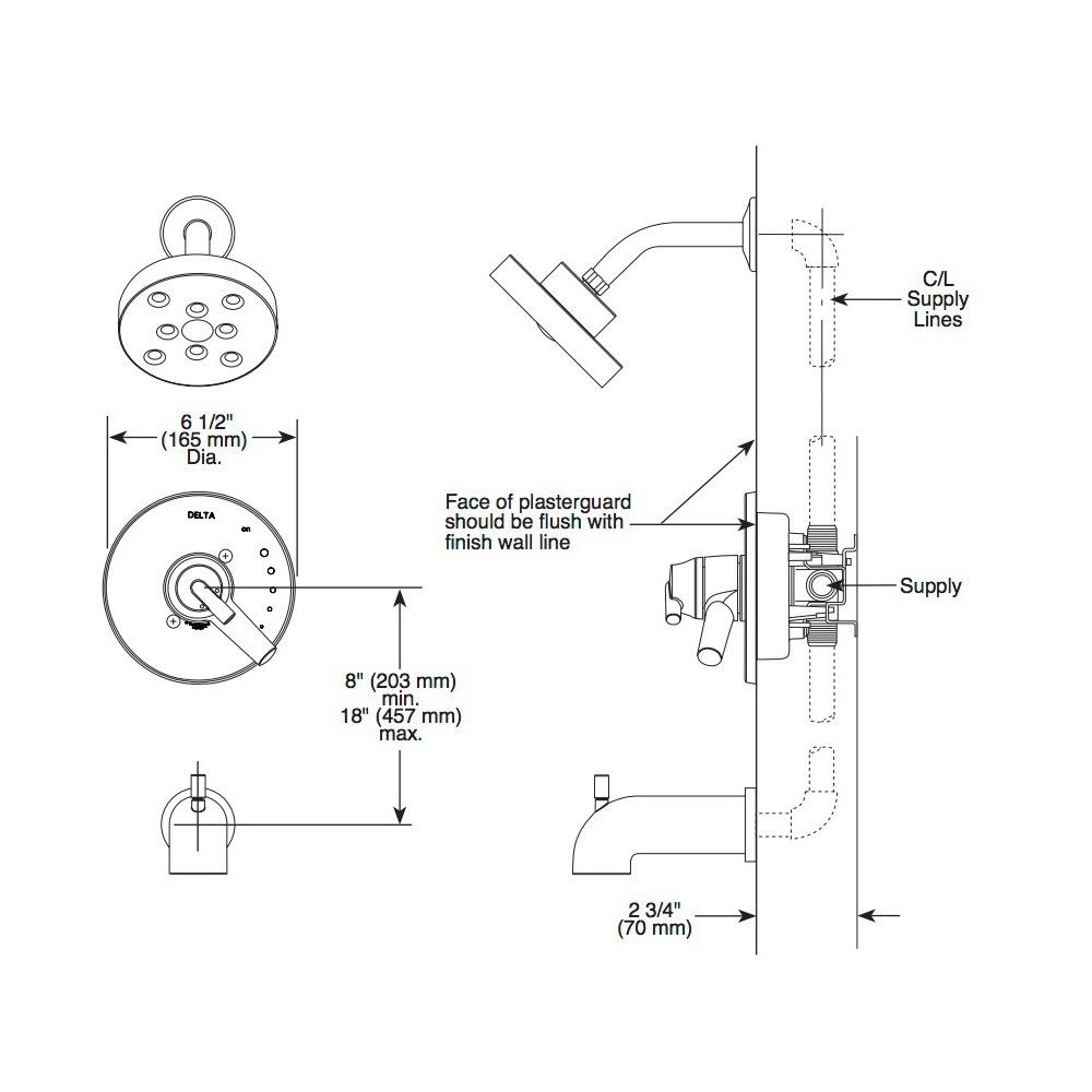 Delta T17259 Trinsic Monitor 17 Series H2Okinetic Shower Trim Matte Black 2