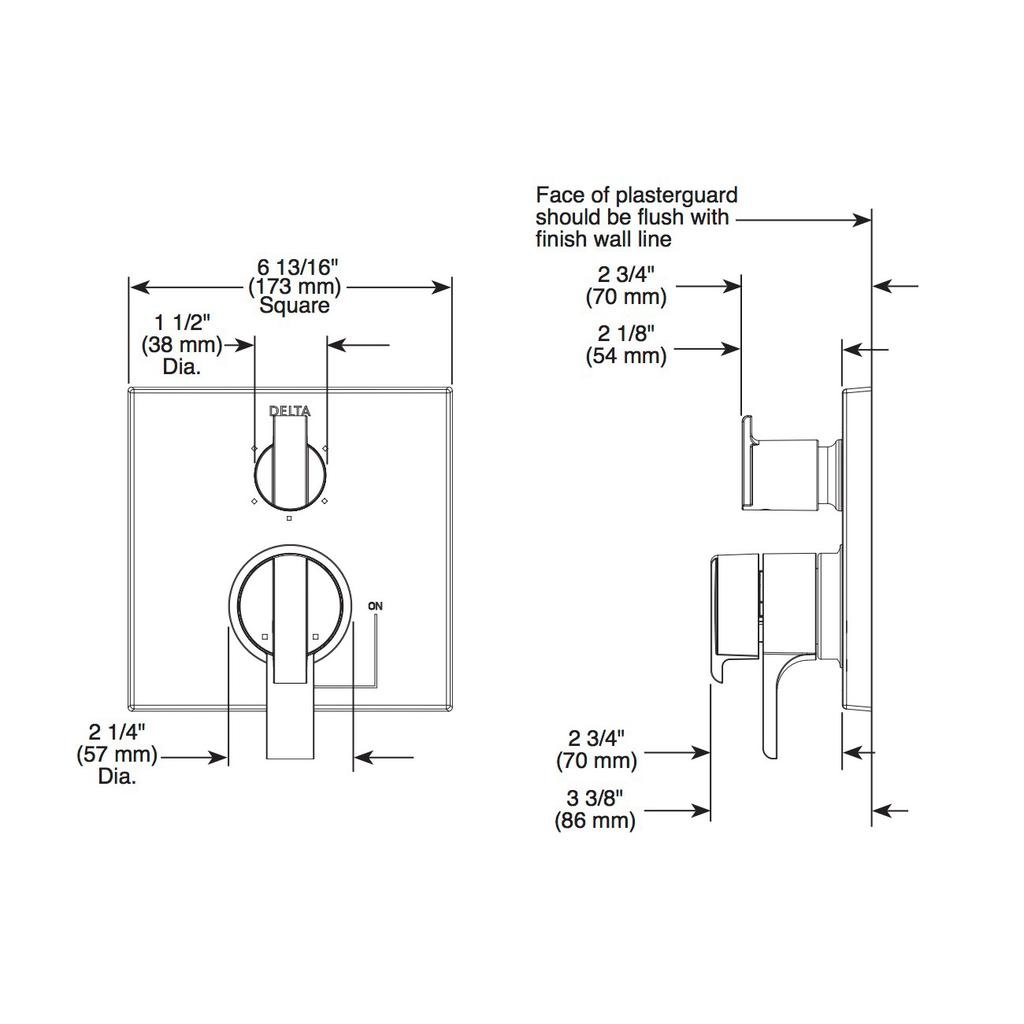 Delta T27967 Angular Modern Monitor 17 Series Valve Trim 6 Setting Integrated Diverter Chrome 2