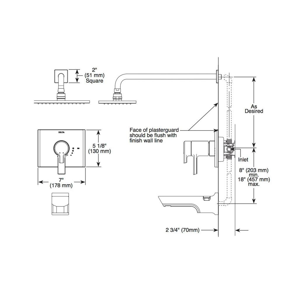 Delta T17T299 Pivotal TempAssure 17T Series H2Okinetic Shower Trim Matte Black 2