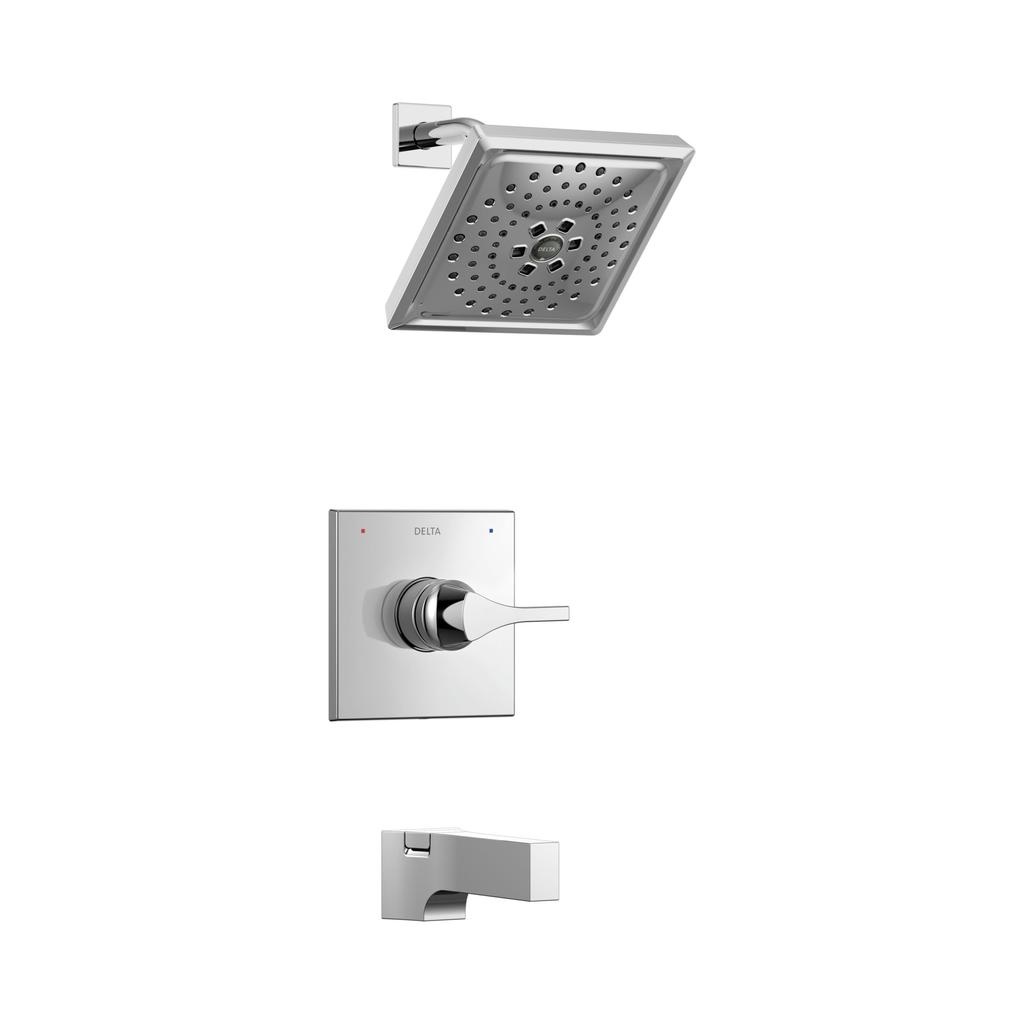 Delta T14474 Zura 14 Series Multi Choice H2Okinetic Tub Shower Trim Chrome 1