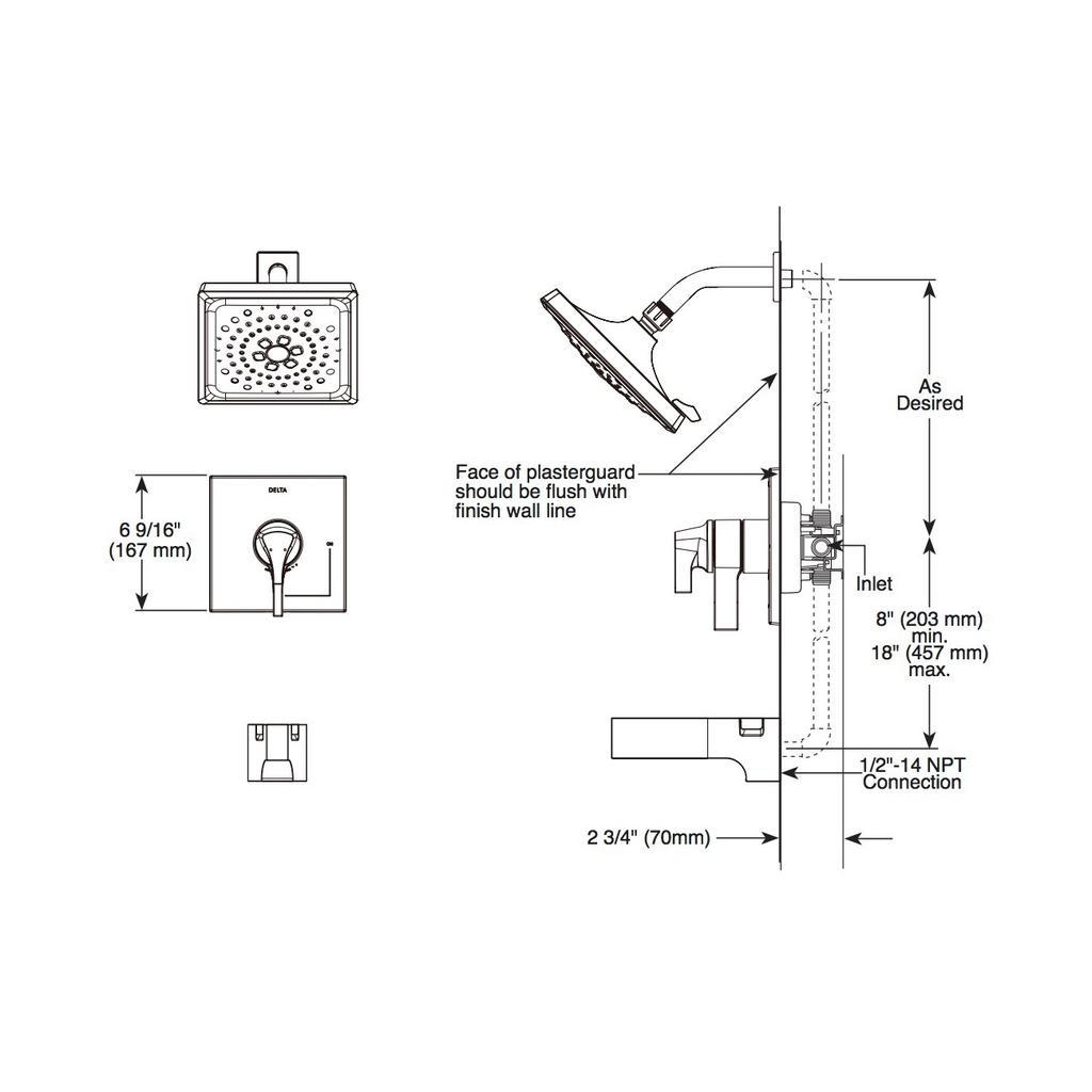 Delta T17T074 Zura Tempassure 17T Series Valveonly Trim Chrome 2