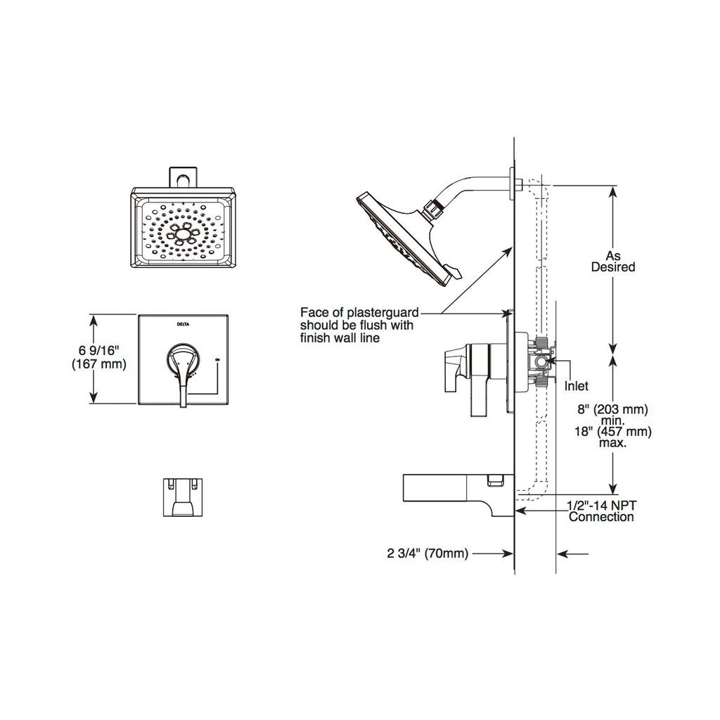 Delta T17T274 Zura Tempassure R 17T Series Shower Trim Chrome 2