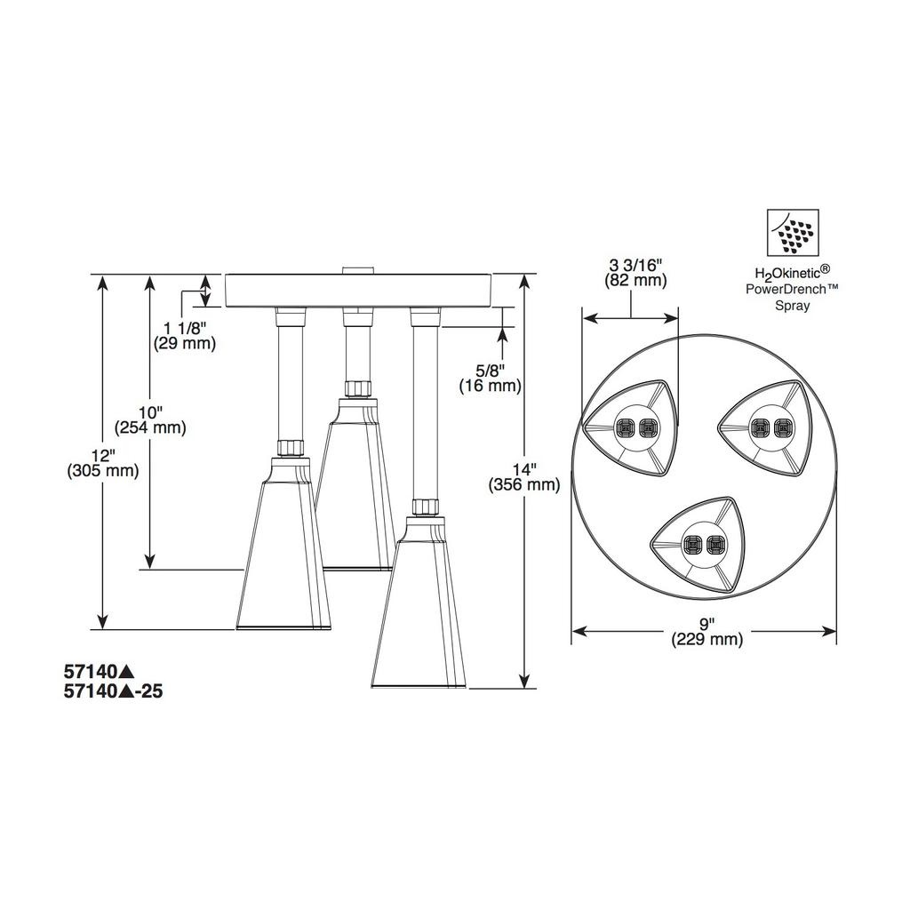 Delta 57140 Zura H2Okinetic Pendant Raincan Shower Head Chrome 2