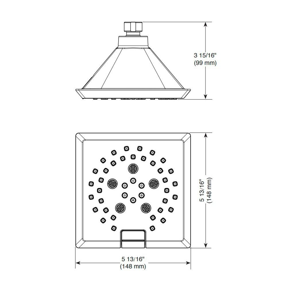 Delta 52664 Pivotal H2Okinetic 5 Setting Angular Modern Raincan Shower Head Matte Black 2