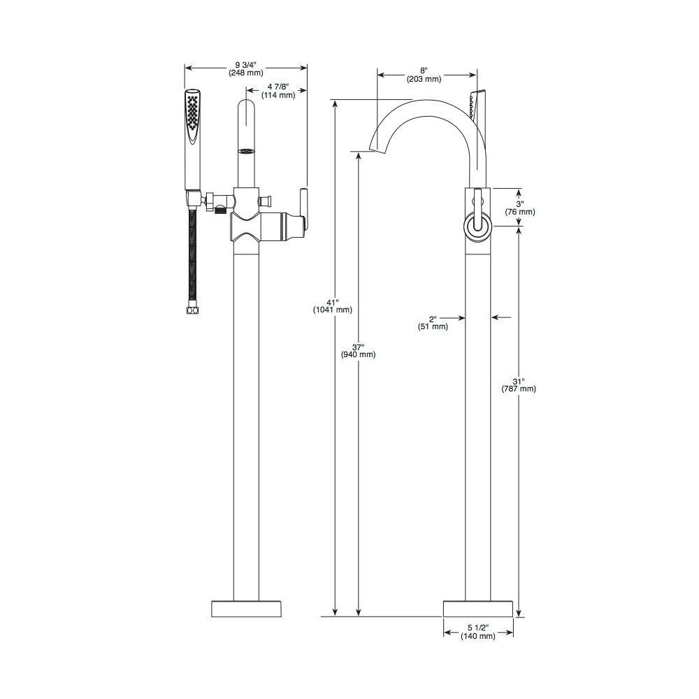 Delta T4759-LF Trinsic Contemporary Floor Mount Tub Filler Trim Chrome 2