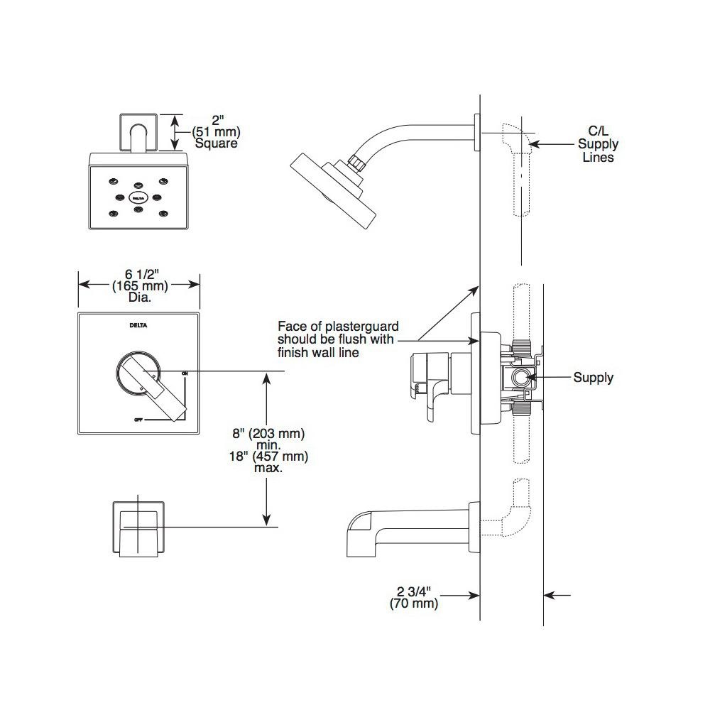 Delta T17467 Ara Monitor 17 Series H2Okinetic Tub And Shower Trim Matte Black 2