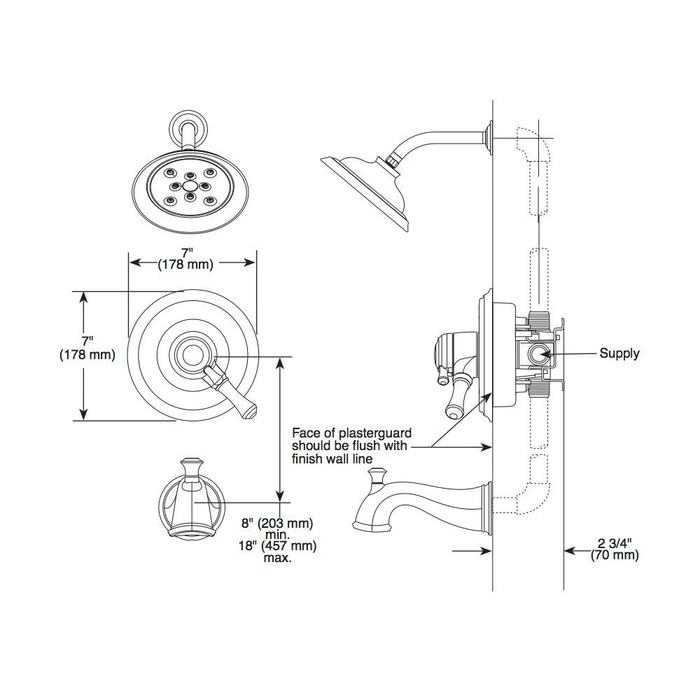 Delta T17497 Cassidy Monitor 17 Series H2Okinetic Tub And Shower Trim Chrome 2