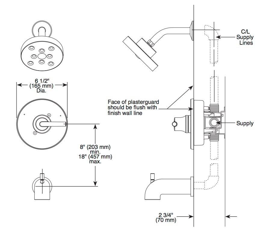 Delta T14459 Trinsic Monitor 14 Series H2Okinetic Tub And Shower Trim Less Head Stainless 2