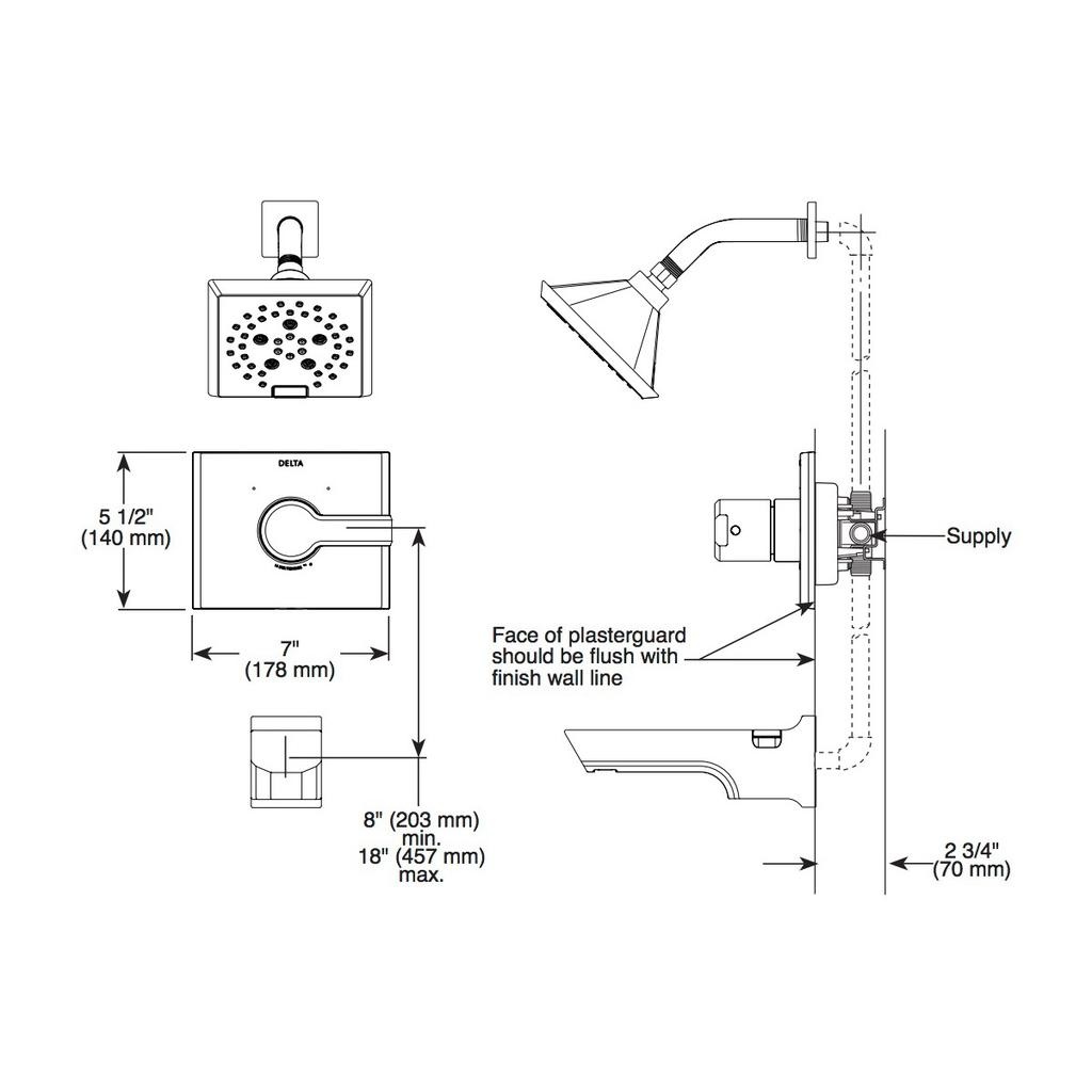 Delta T14099 Pivotal Monitor 14 Series Valve Only Trim Matte Black 2