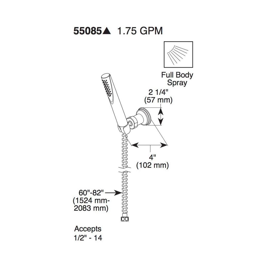 Premium Single-Setting Adjustable Wall Mount Hand Shower in Chrome 55085