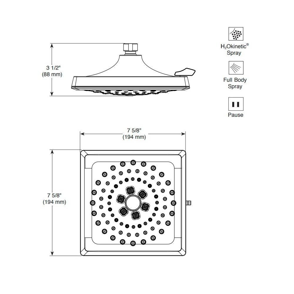 Delta 52684 H2Okinetic 3 Setting Raincan Shower Head Venetian Bronze 2