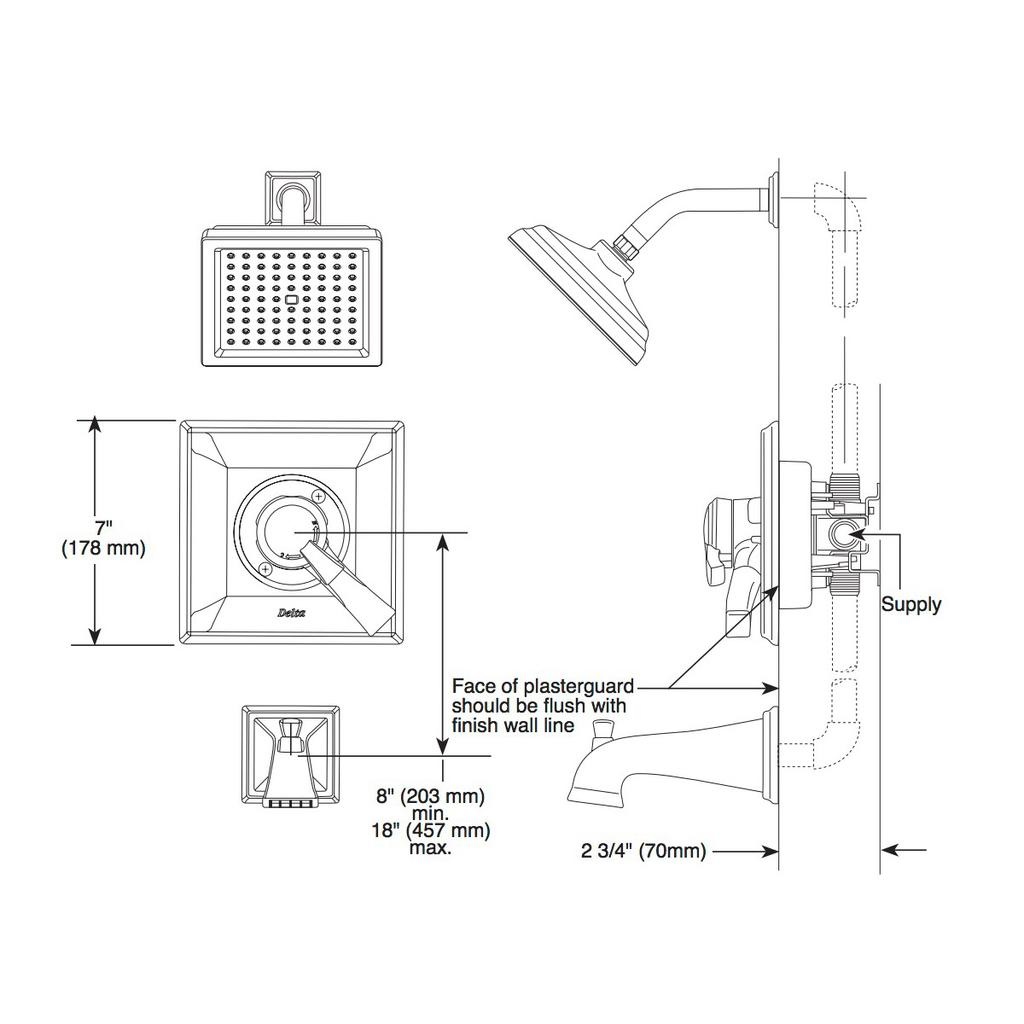 Delta T17451 Dryden Monitor 17 Series Tub And Shower Trim Chrome 2