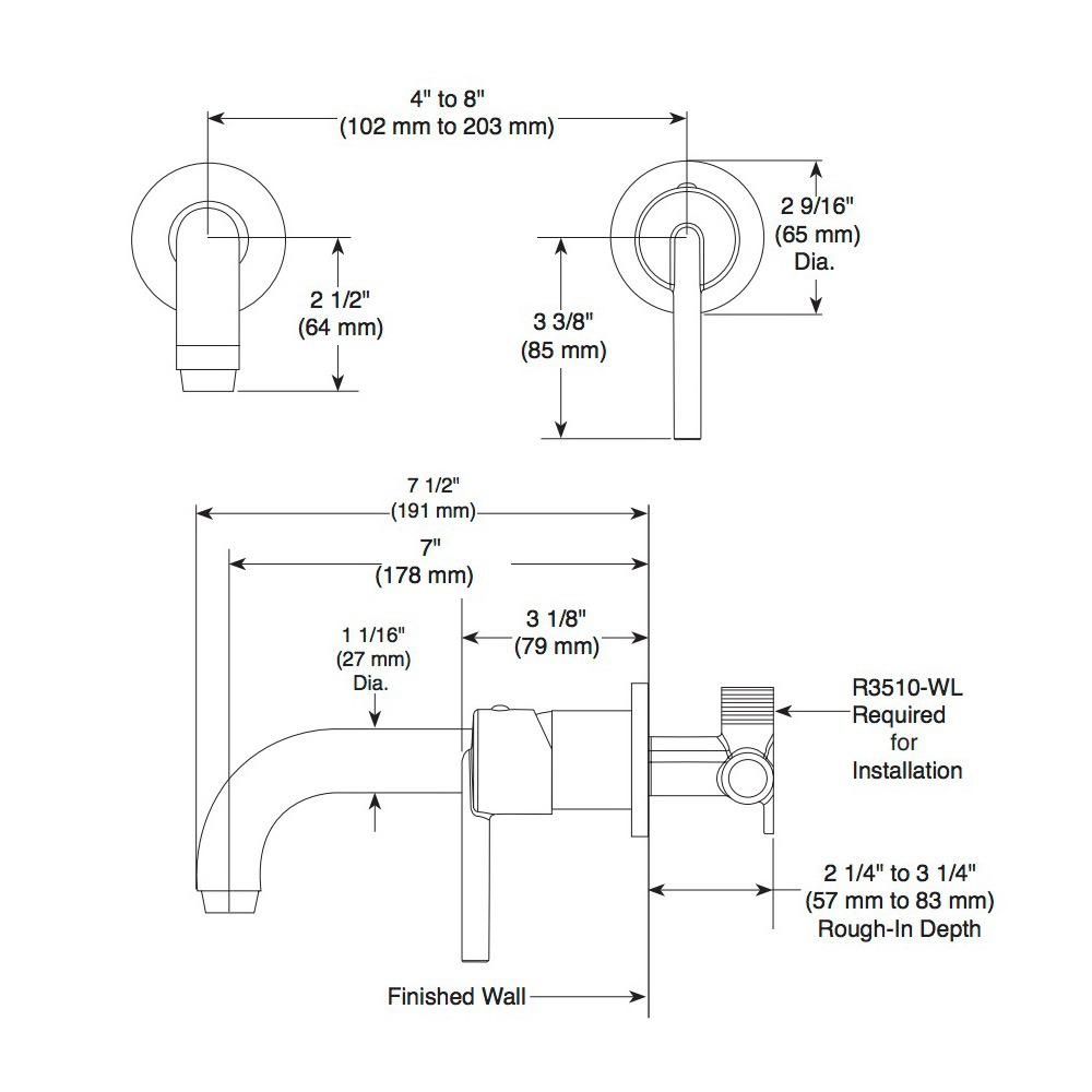 Delta T3559LF Trinsic Single Handle Wall Mount Bathroom Faucet Trim Venetian Bronze 2