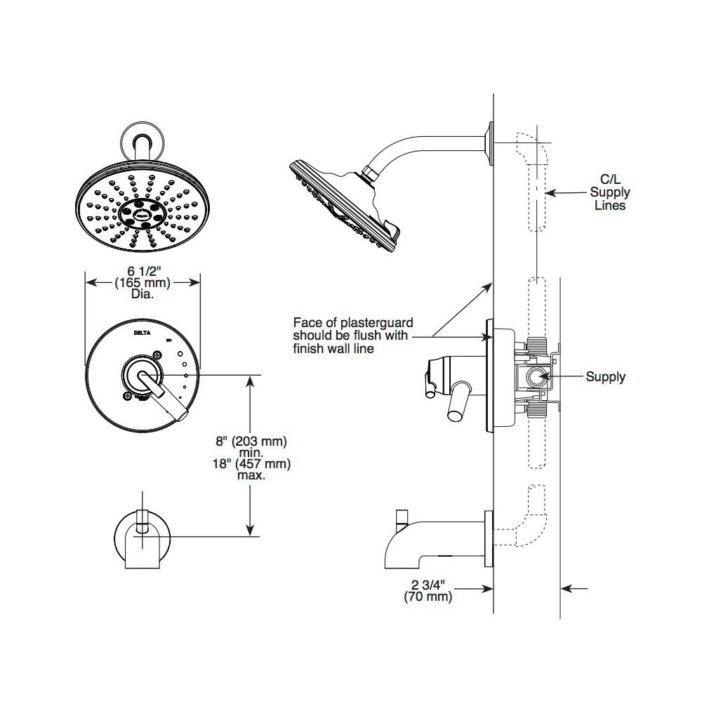 Delta T17T459 Trinsic TempAssure 17T Series H2Okinetic Tub Shower Trim Chrome 2