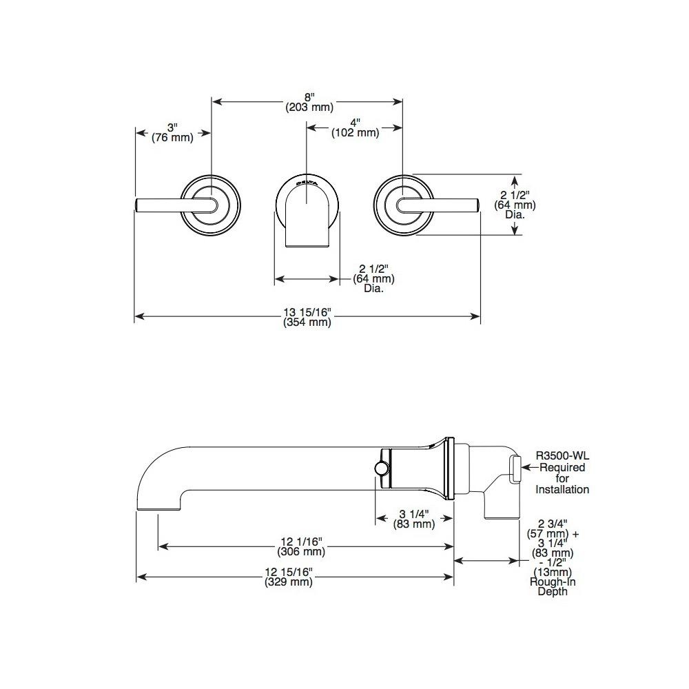 Delta T5759 Wall Mounted Tub Filler Chrome 2