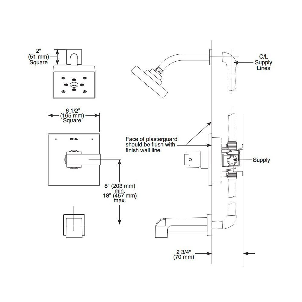 Delta T14267 Ara Monitor 14 Series H2Okinetic Shower Trim Matte Black 2