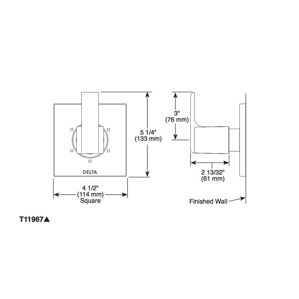 Delta T11967 Ara 6 Setting 3 Port Diverter Trim Stainless 2