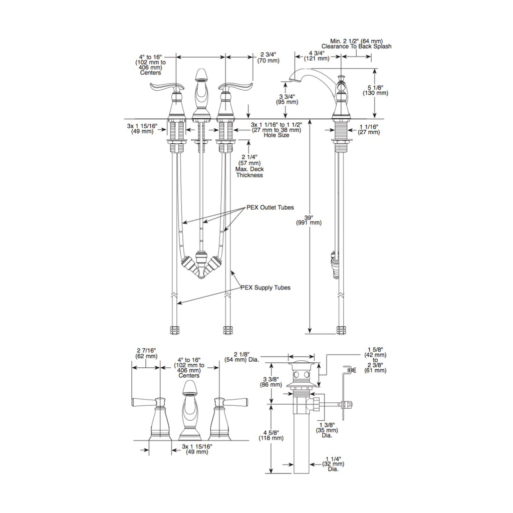 Delta 3594-RBMPU-DST Linden Two Handle Widespread Lavatory Faucet