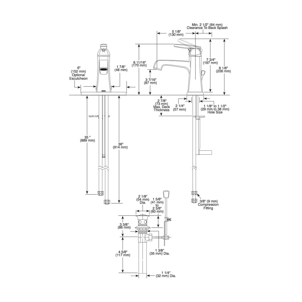 Delta 564 Ashlyn Single Handle Lavatory Faucet Brilliance Stainless 2