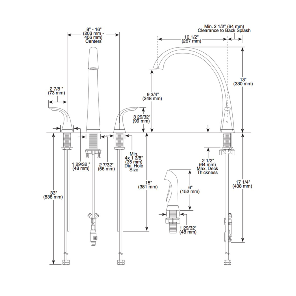 Delta 2480-DST Pilar 2H Kitchen Faucet W/Sprayer