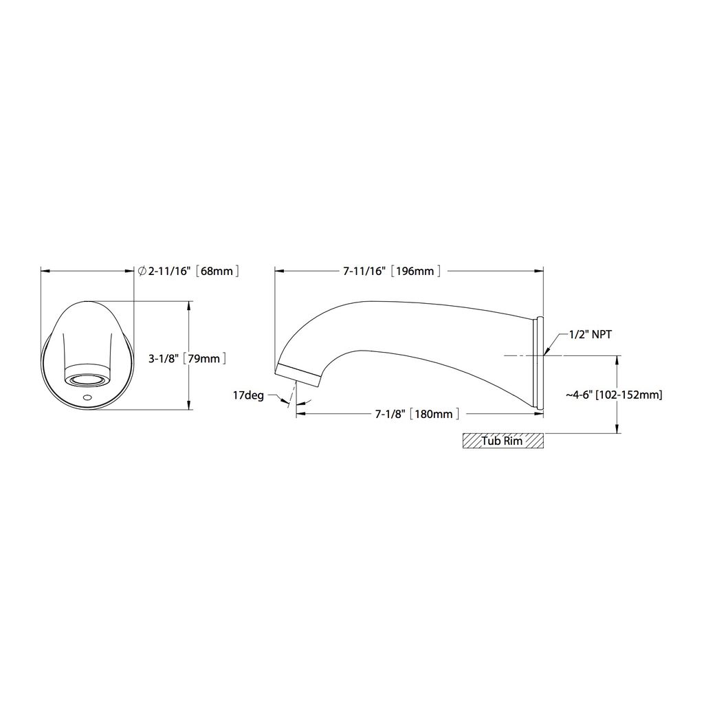 TOTO TS210ECP Silas Wall Spout Chrome 2