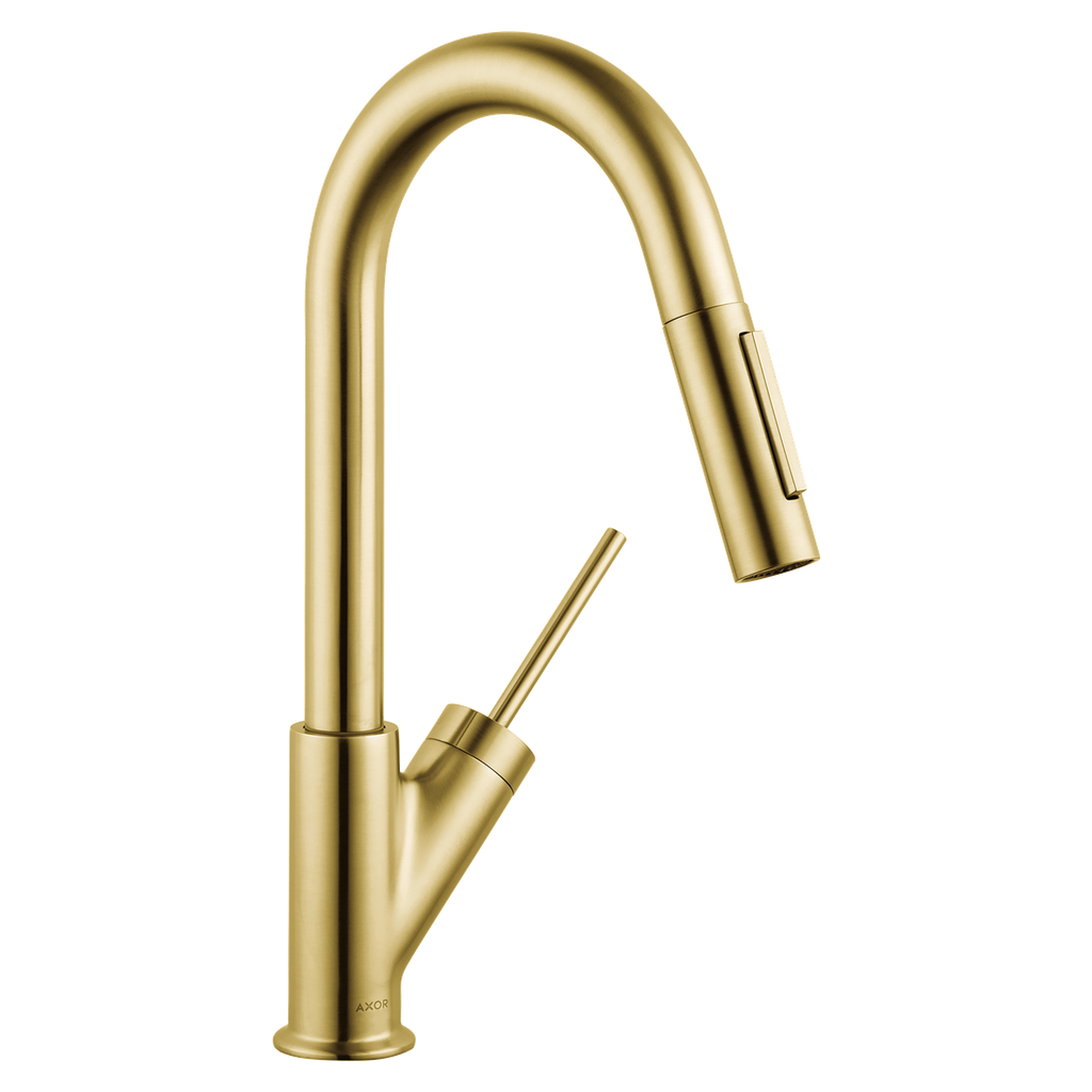 Hansgrohe 10824251 Axor Starck Prep 2-Spray Pull-Down Kitchen Faucet Brushed Gold Optic