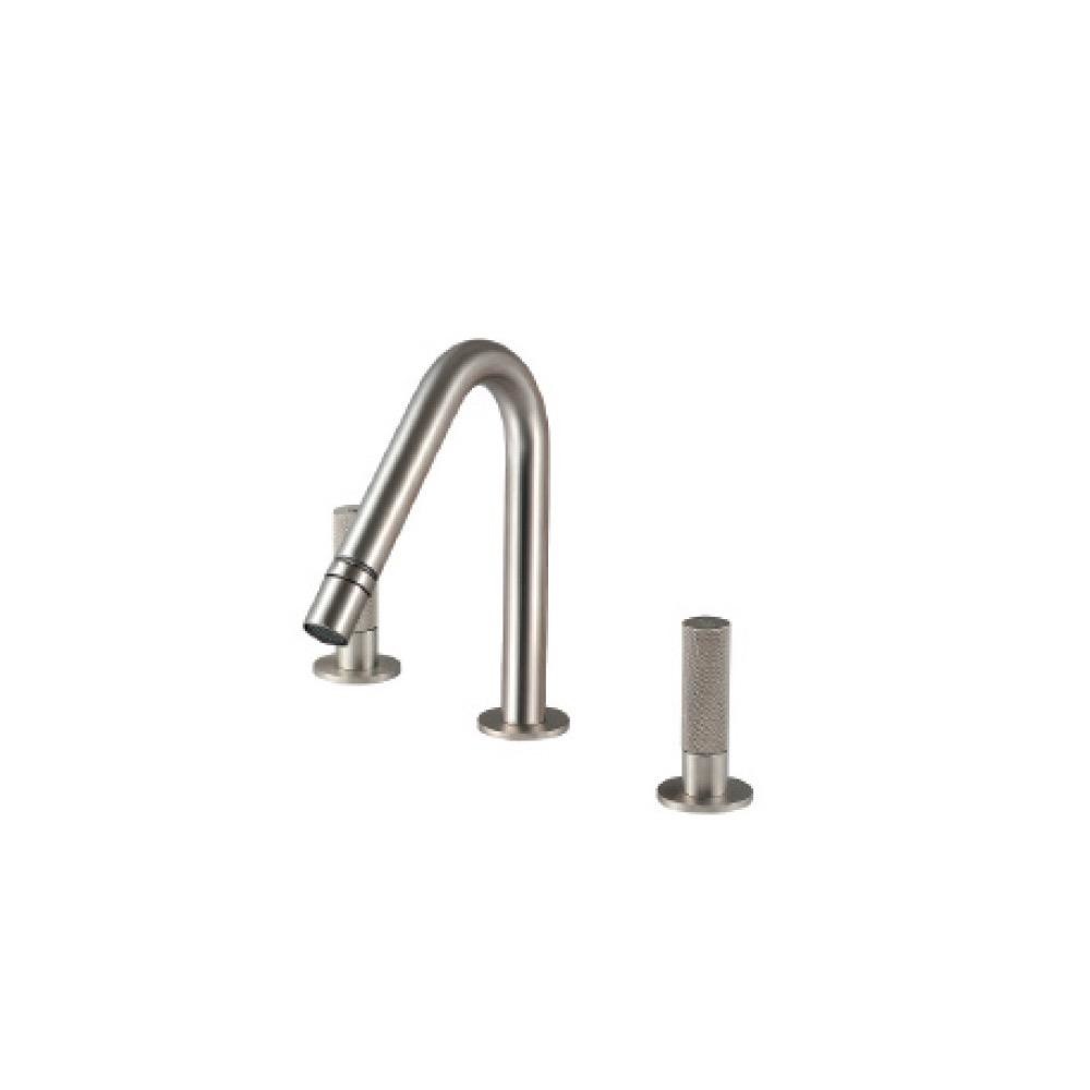 Treemme 6020 3 Hole Bidet Faucet Two Handles Swivel Spray Stainless