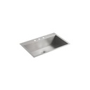 Kohler K3821 Vault 33 x 22 Large Single Kitchen Sink 3 Faucet Holes