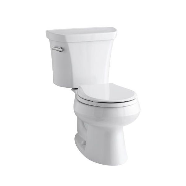 Kohler 3997-0 Wellworth Two-Piece Round-Front 1.28 Gpf Toilet With Class Five Flush Technology And Left-Hand Trip Lever