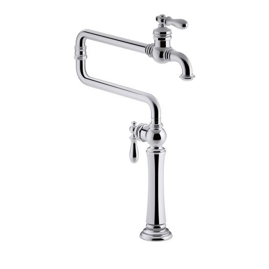 Kohler 99271-CP Artifacts Single-Hole Deck-Mount Pot Filler Kitchen Sink Faucet With 22 Extended Spout