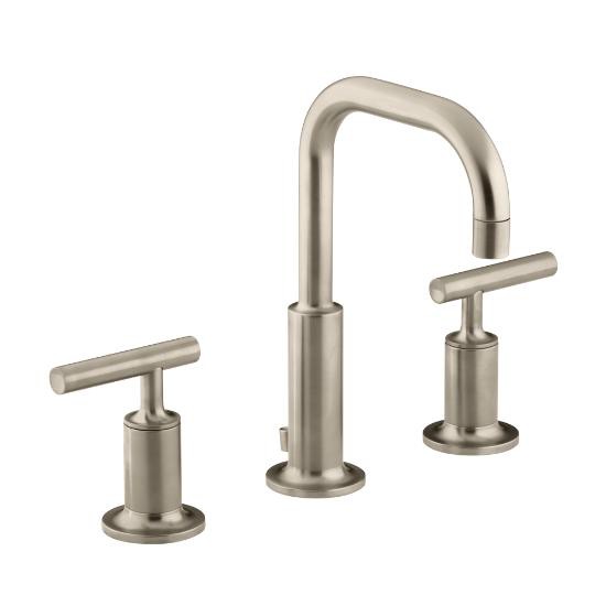 Kohler 14406-4-BV Purist Widespread Lavatory Faucet With Low Gooseneck Spout And Low Lever Handles