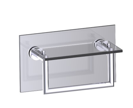 Kartners 144676TG-81 OSLO 10" Glass Shelf w/ Towel Rail Through Glass- Brushed Nickel