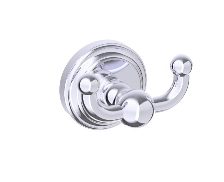 Kartners 322132SB-85 FLORENCE Double Robe Hook Solid Back Brushed Chrome