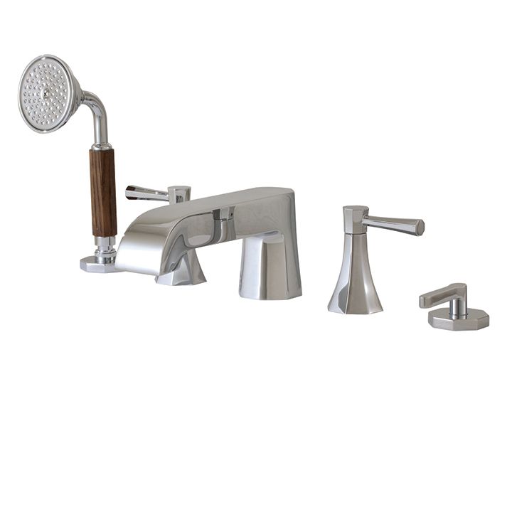 Aquabrass 53006 Otto 5 Piece Deckmount Tub Filler With Diverter And Handshower Brushed Nickel