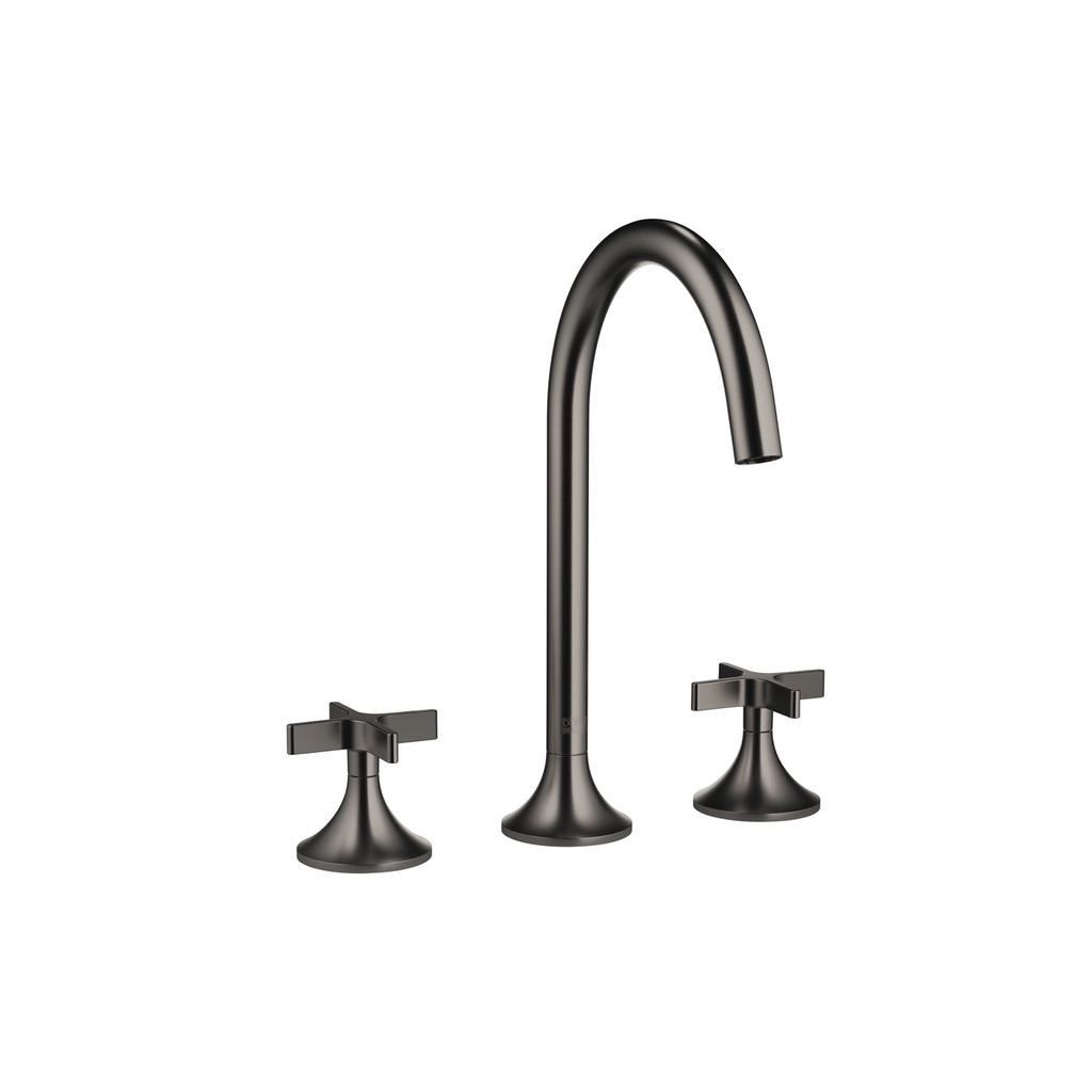 Dornbracht 20713809 Vaia Three Hole Faucet Cross Handle Dark Platinum Matte