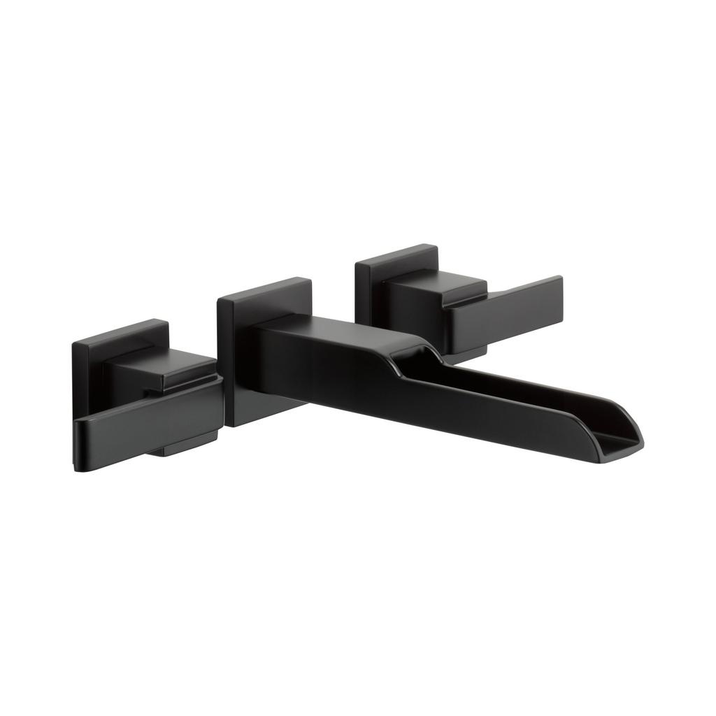 Delta T3568LF Ara Two Handle Wall Mount Channel Bathroom Faucet Trim Matte Black