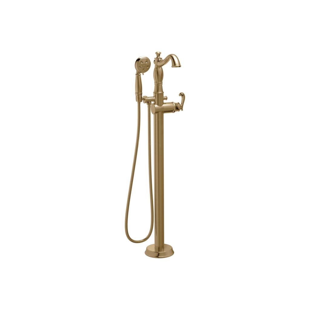 Delta T4797 Cassidy Traditional Floor Mount Tub Filler Trim Less Handle Champagne Bronze