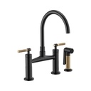 Brizo 62543LF Litze Bridge Faucet Knurled Handle Luxe Gold Matte Black