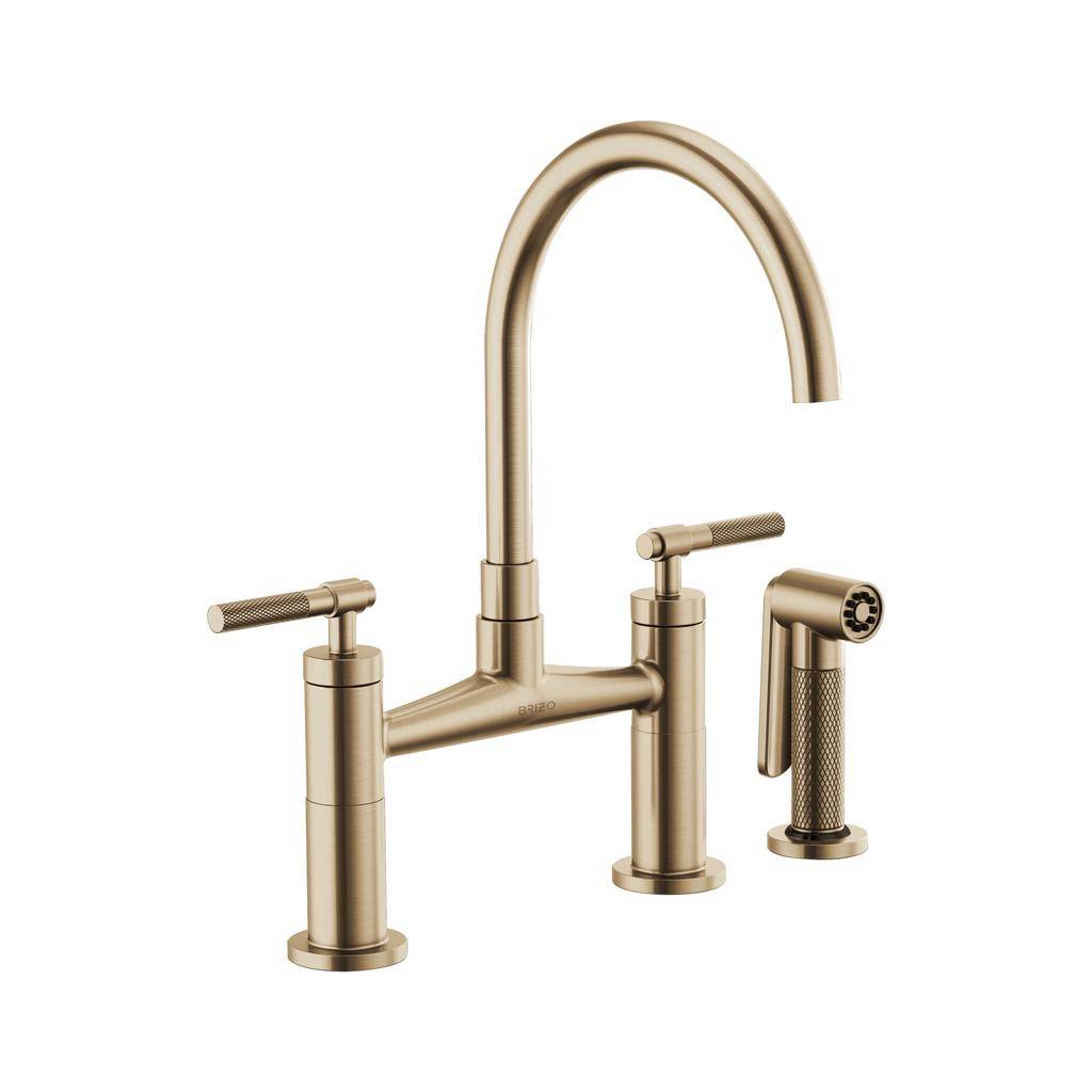 Brizo 62543LF Litze Bridge Faucet Knurled Handle Luxe Gold