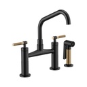 Brizo 62563LF Litze Bridge Faucet Angled Spout Knurled Handle Luxe Gold Matte Black