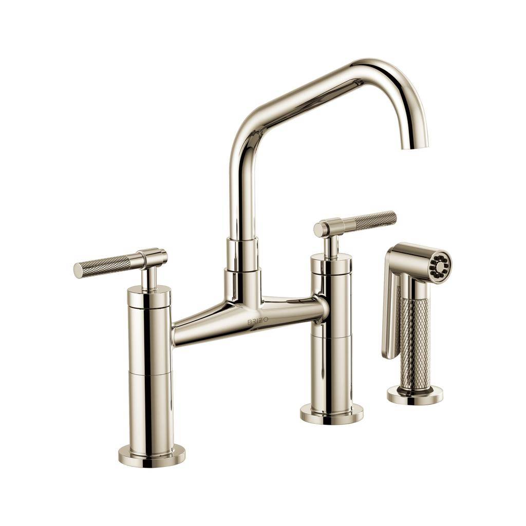 Brizo 62563LF Litze Bridge Faucet Angled Spout Knurled Handle Polished Nickel