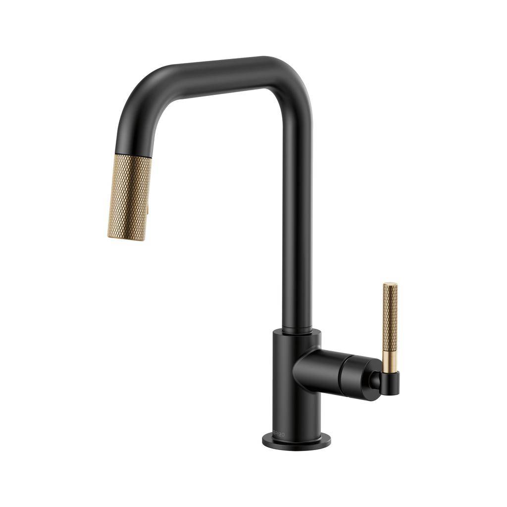 Brizo 63053LF Litze Pull Down Square Spout Knurled Handle Faucet Luxe Gold Matte Black