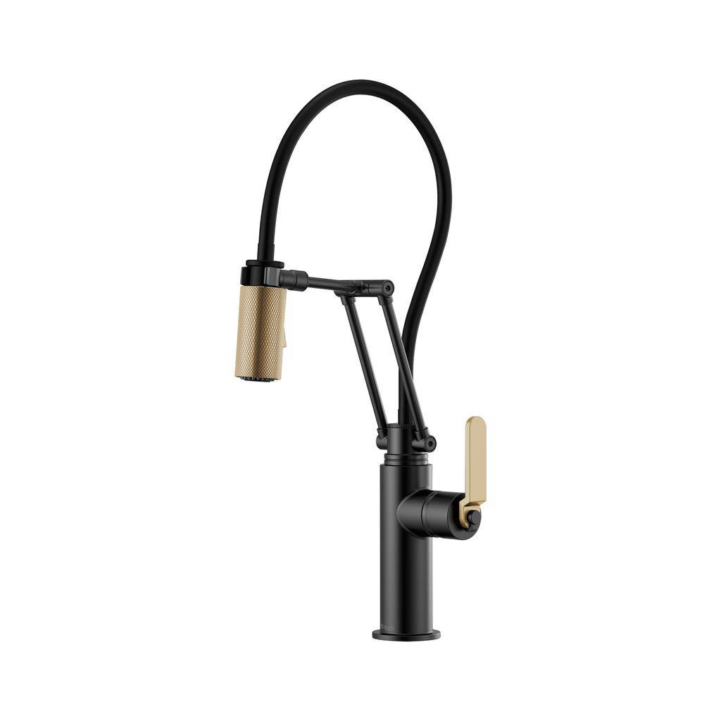 Brizo 63244LF Litze Articulating Kitchen Faucet Luxe Gold Matte Black