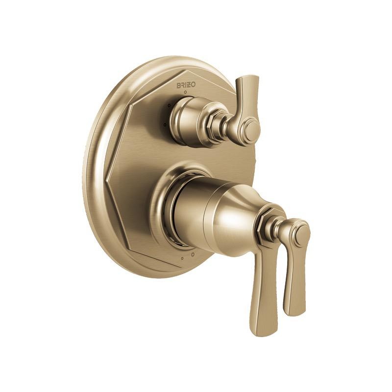 Brizo T75661-GL Rook TempAssure Thermostatic Valve 3 Setting Diverter Trim Luxe Gold