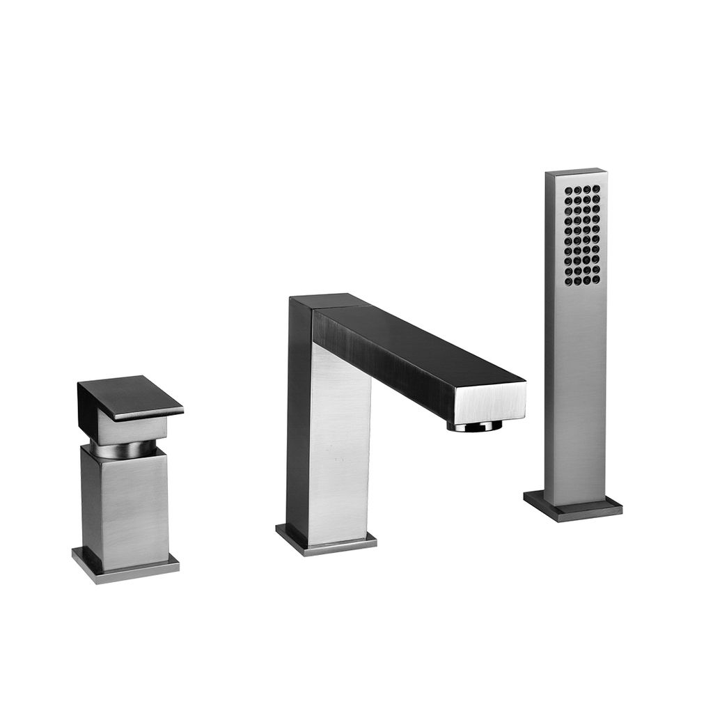 Gessi 26537 Rettangolo Three Hole Roman Tub Set Chrome