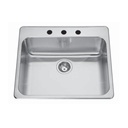 Kindred QSLA2225/8 22 x 25 Single Bowl 20 Gauge Sink 1 Hole