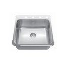 Kindred QSL2020 20 x 20 Single Bowl 20 Gauge Kitchen Sink 3 Holes