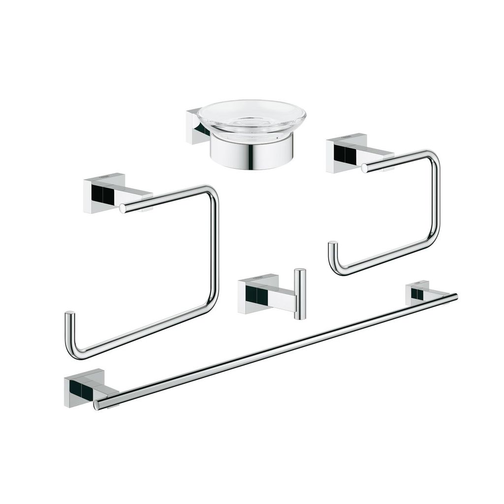 Grohe 40758001 Essentials Cube Master Bathroom Accessories Set 5-in-1